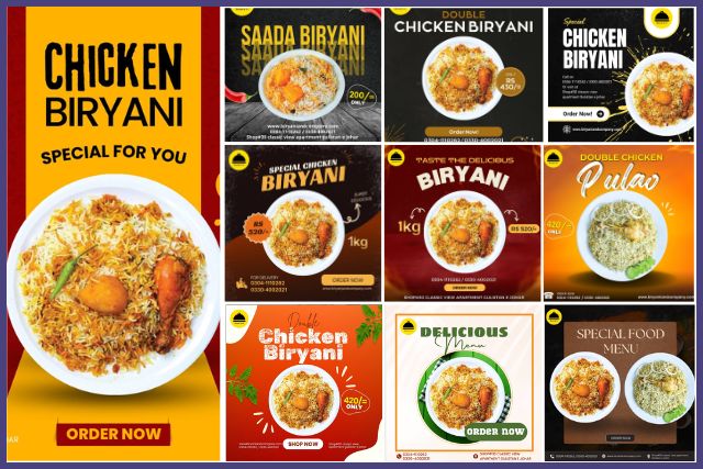 Graphic Design Services portfolio of Biyrani restaurant